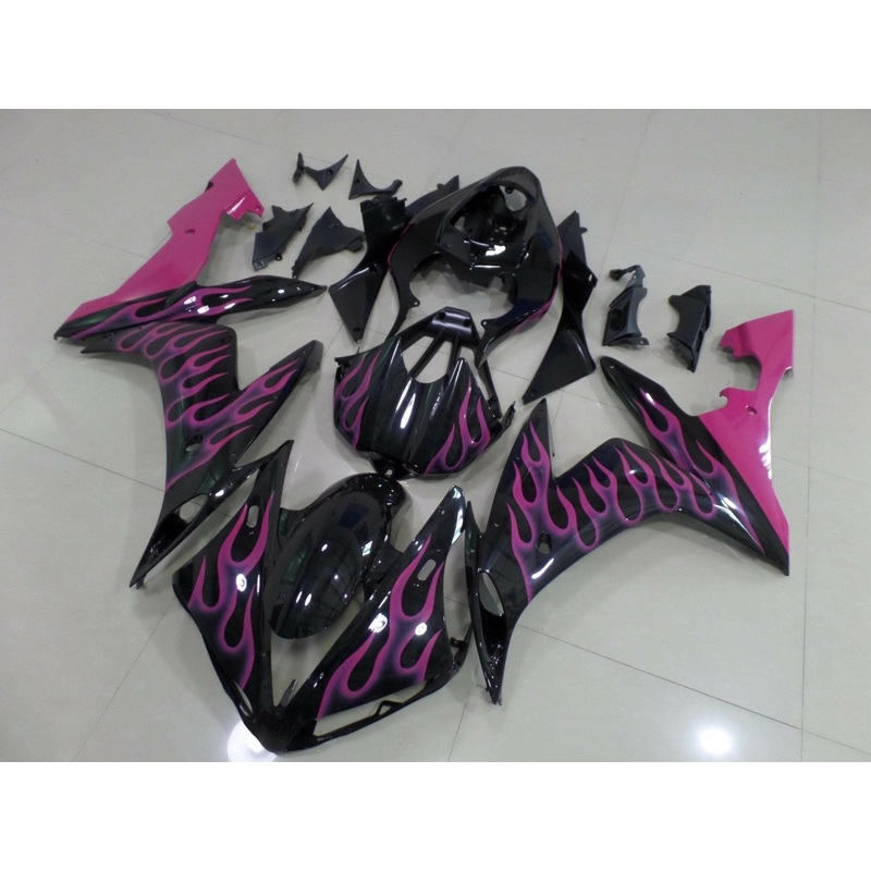 Yamaha YZF-R1 (2004-2006) Black & Pink Flame Fairings No Seat Cowl No Bolt Kit No Tank