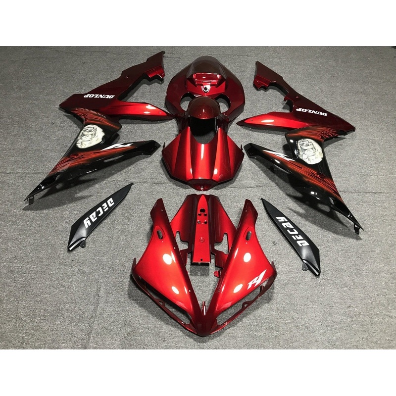 Yamaha YZF-R1 (2004-2006) Candy Red & Black Tribal Fairings No Seat Cowl No Bolt Kit No Tank