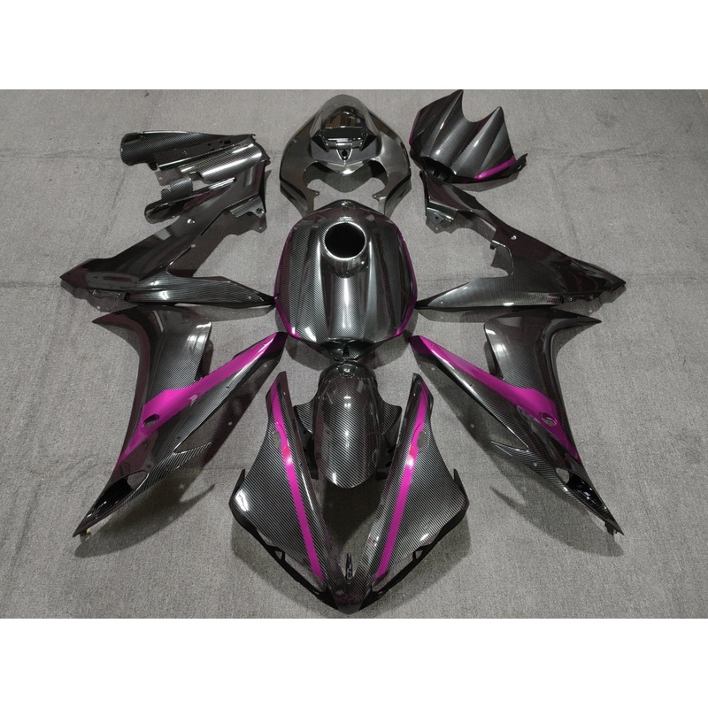 Yamaha YZF-R1 (2004-2006) Faux Carbon Fiber & Pink Fairings No Seat Cowl No Bolt Kit No Tank
