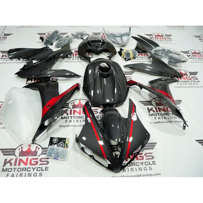 Yamaha YZF-R1 (2004-2006) Faux Carbon Fiber, Red Fairings No Seat Cowl No Bolt Kit No Tank