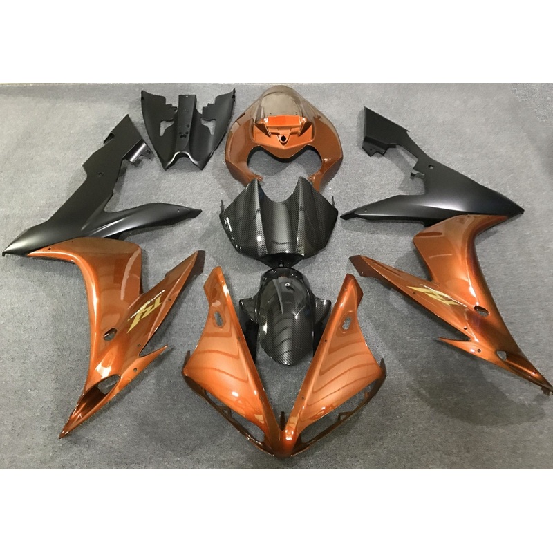Yamaha YZF-R1 (2004-2006) Orange, Faux Carbon Fiber & Matte Black Fairings No Seat Cowl No Bolt Kit No Tank
