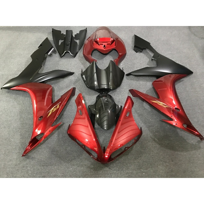 Yamaha YZF-R1 (2004-2006) Red, Faux Carbon Fiber & Matte Black Fairings No Seat Cowl No Bolt Kit No Tank