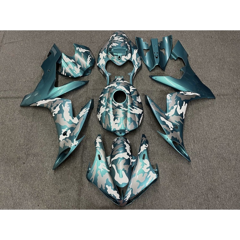 Yamaha YZF-R1 (2004-2006) Teal Green, White & Gray Camouflage Fairings No Seat Cowl No Bolt Kit No Tank