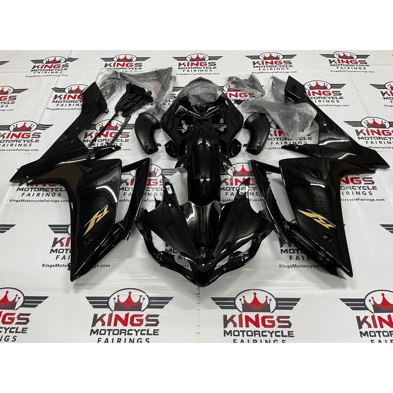 Yamaha YZF-R1 (2007-2008) Black, Gold Fairings No Seat Cowl No Bolt Kit No Tank