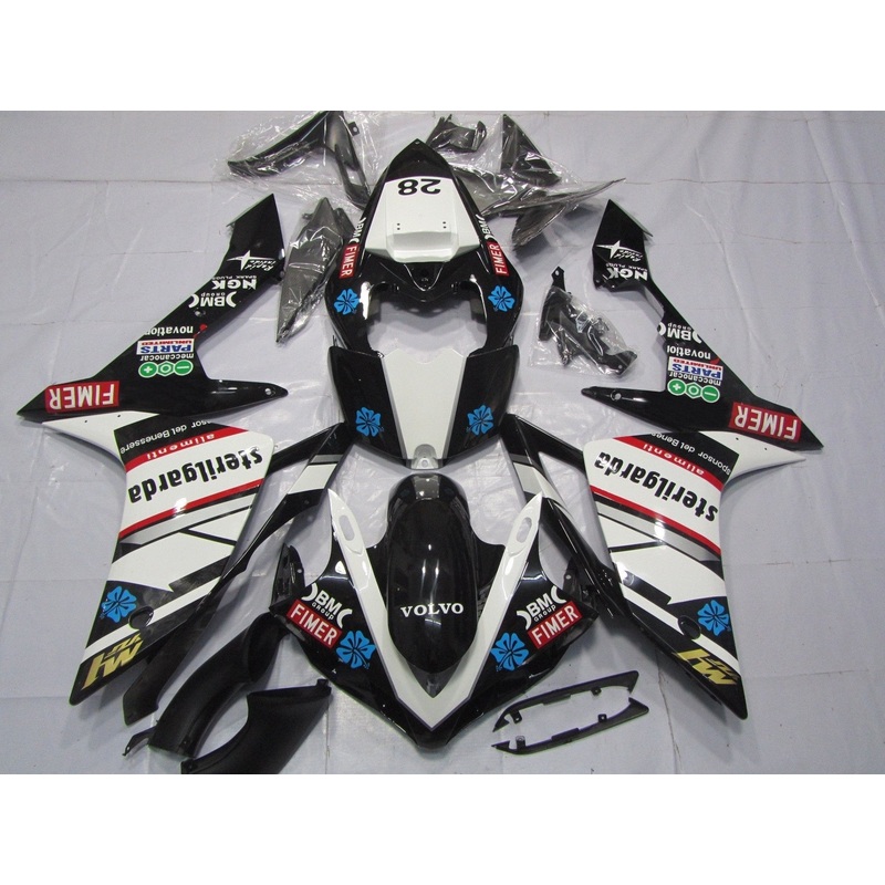 Yamaha YZF-R1 (2007-2008) Black, White & Red Fimer Fairings No Seat Cowl No Bolt Kit No Tank