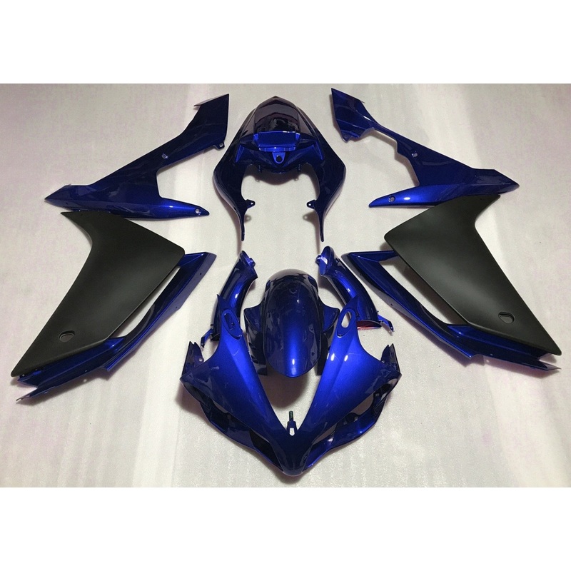 Yamaha YZF-R1 (2007-2008) Blue & Matte Black Fairings No Seat Cowl No Bolt Kit No Tank