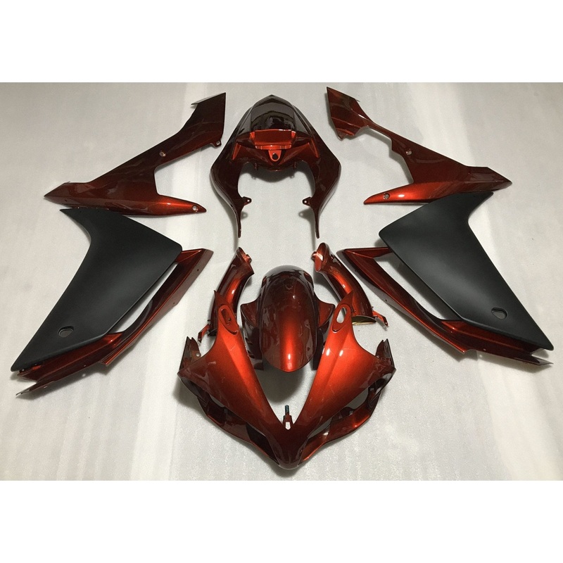 Yamaha YZF-R1 (2007-2008) Dark Orange & Matte Black Fairings No Seat Cowl No Bolt Kit No Tank