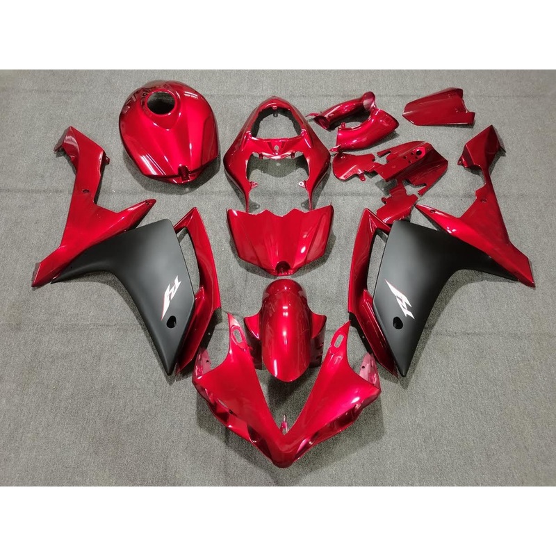 Yamaha YZF-R1 (2007-2008) Red & Matte Black Fairings No Seat Cowl No Bolt Kit No Tank