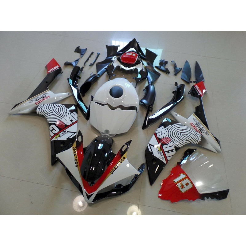 Yamaha YZF-R1 (2007-2008) White, Black & Red Fingerprint Fairings No Seat Cowl No Bolt Kit No Tank