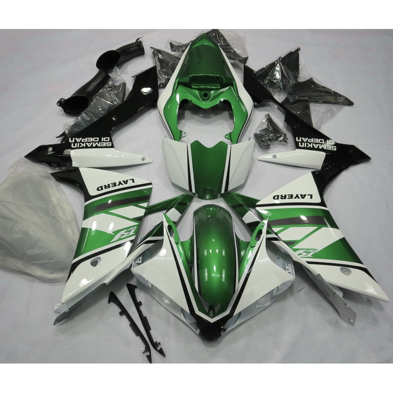 Yamaha YZF-R1 (2007-2008) White, Green & Black Fairings No Seat Cowl No Bolt Kit No Tank