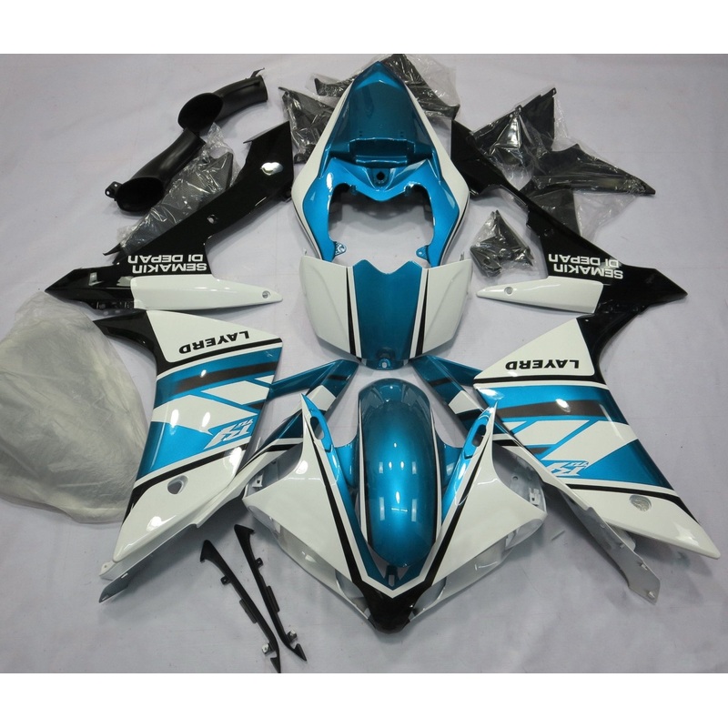 Yamaha YZF-R1 (2007-2008) White, Light Blue & Black Fairings No Seat Cowl No Bolt Kit No Tank