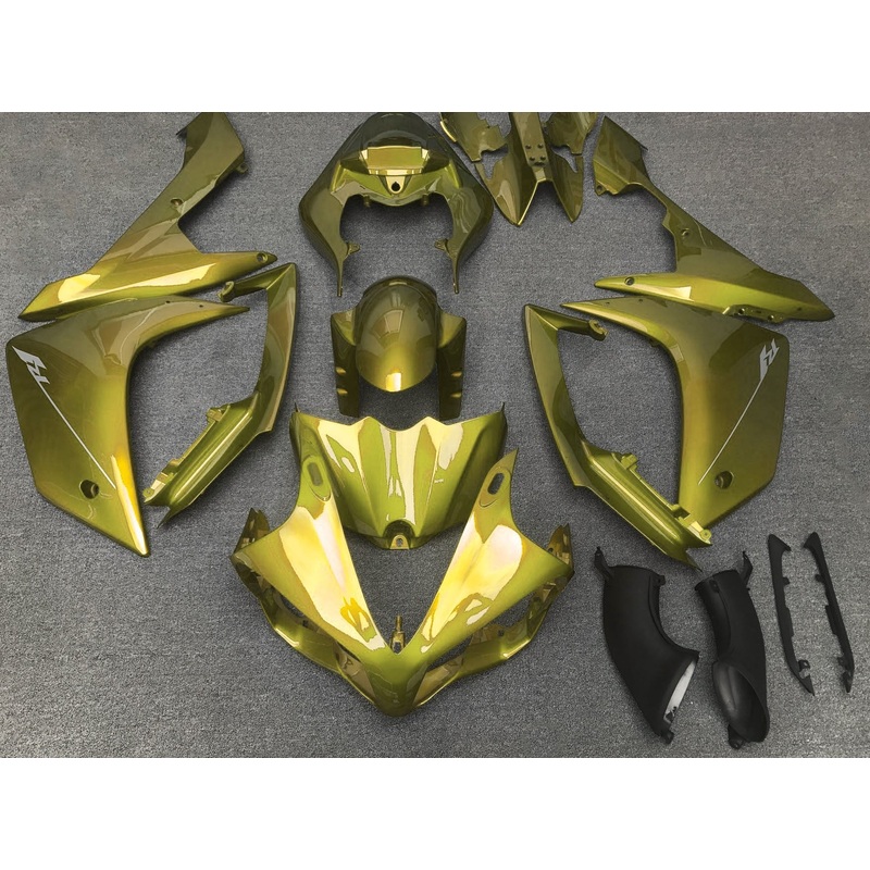 Yamaha YZF-R1 (2007-2008) Yellow Olive Fairings No Seat Cowl No Bolt Kit No Tank