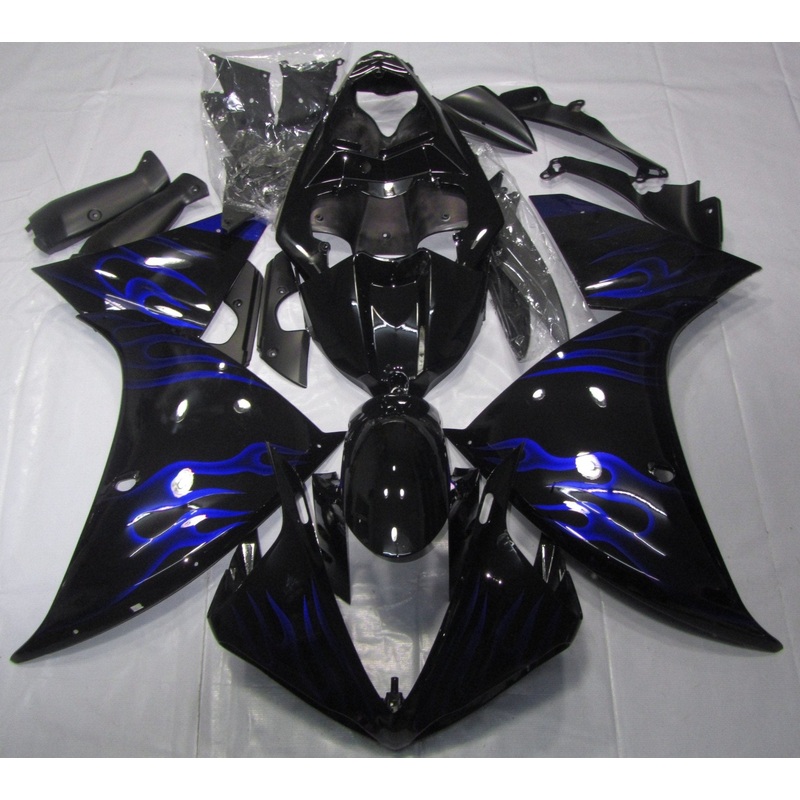 Yamaha YZF-R1 (2009-2011) Black & Blue Flame Fairings No Seat Cowl No Bolt Kit No Tank