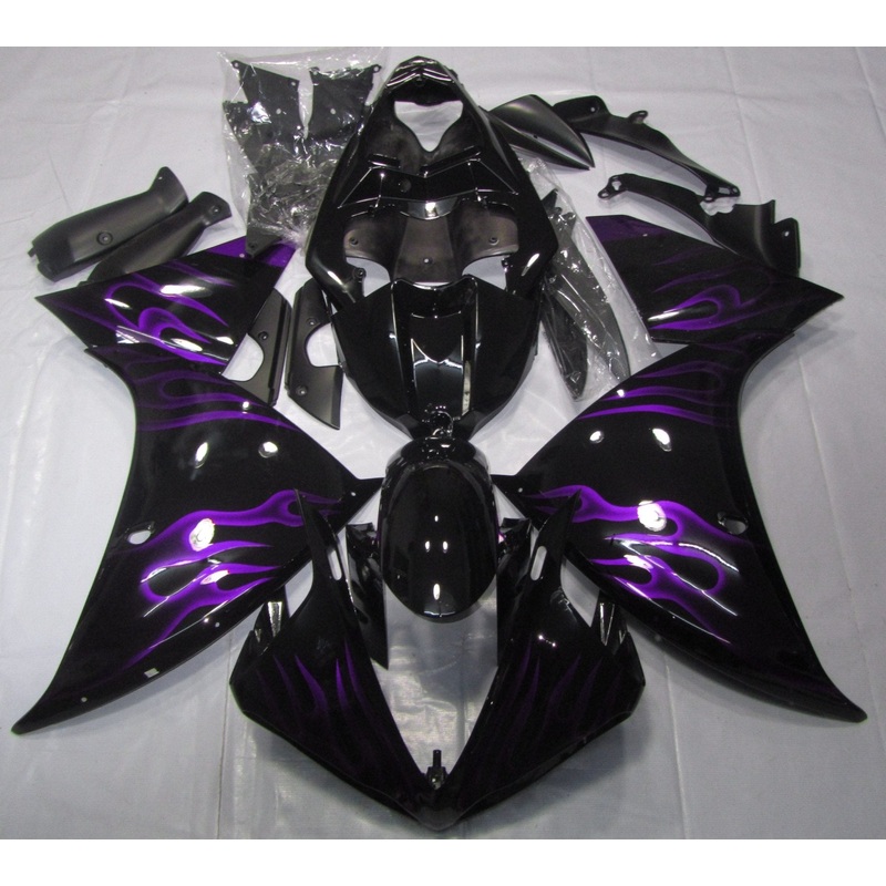 Yamaha YZF-R1 (2009-2011) Black & Purple Flame Fairings No Seat Cowl No Bolt Kit No Tank