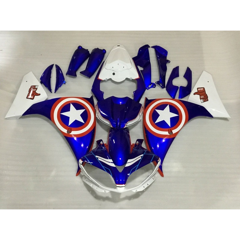 Yamaha YZF-R1 (2009-2011) Blue, White & Red Captain America Fairings No Seat Cowl No Bolt Kit No Tank