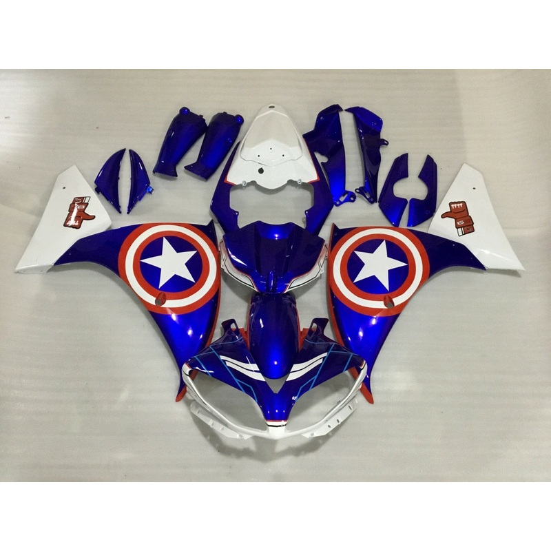Yamaha YZF-R1 (2012-2014) Blue, White & Red Captain America Fairings No Seat Cowl No Bolt Kit No Tank