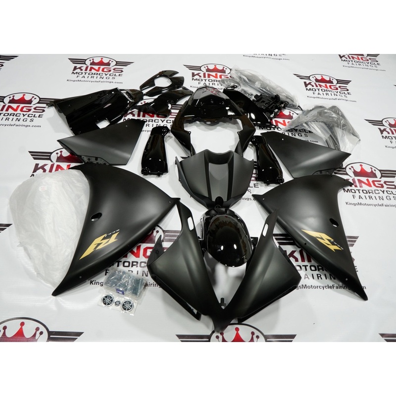 Yamaha YZF-R1 (2012-2014) Matte Black, Gloss Black & Gold Fairings No Seat Cowl No Bolt Kit No Tank