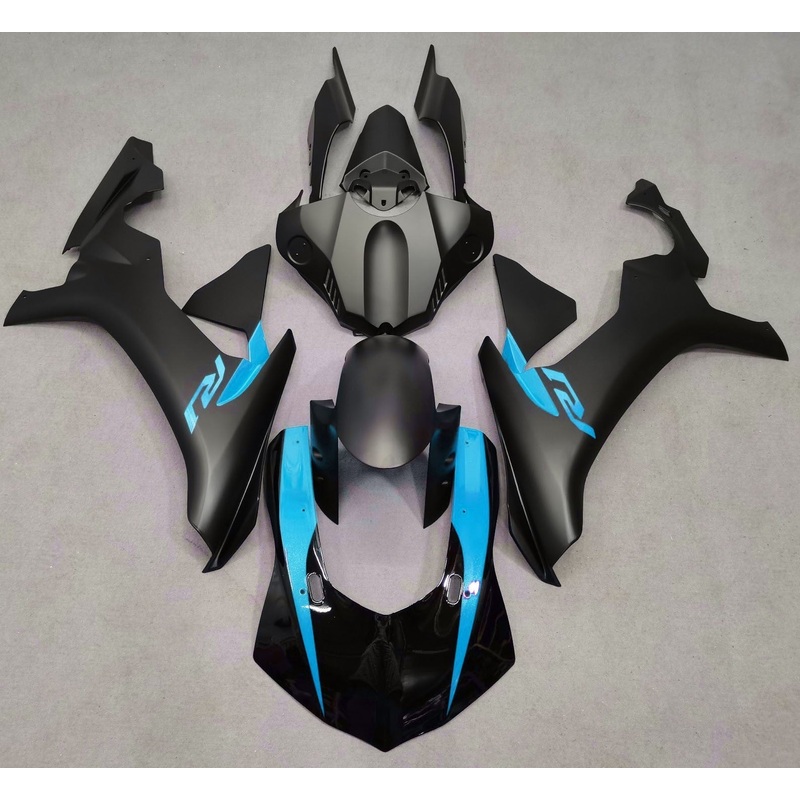 Yamaha YZF-R1 (2015-2019) Matte Black, Gloss Black & Light Blue Fairings No Seat Cowl No Bolt Kit No Tank