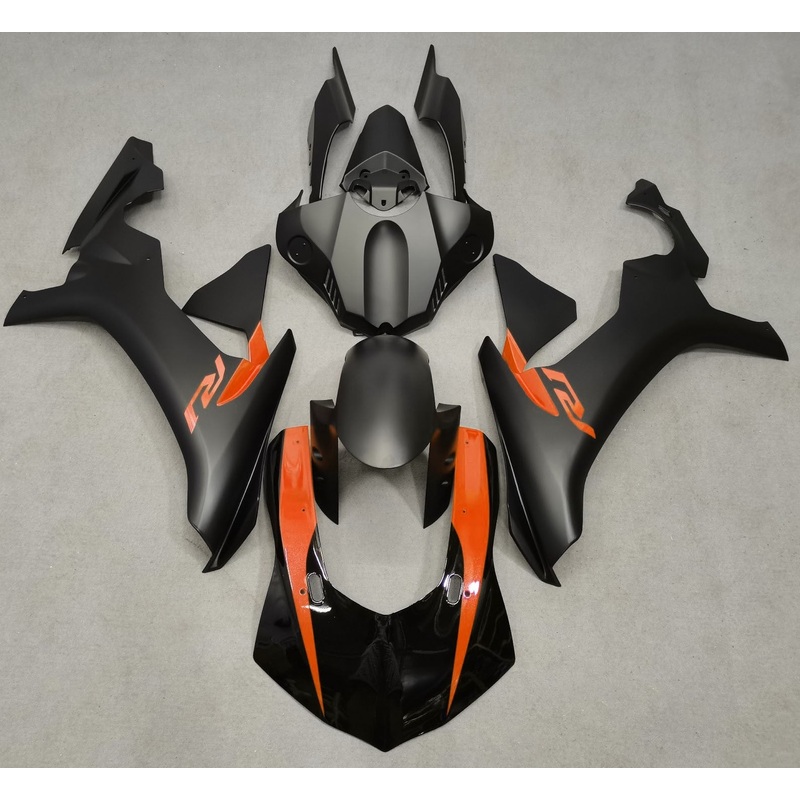 Yamaha YZF-R1 (2015-2019) Matte Black, Gloss Black & Orange Fairings No Seat Cowl No Bolt Kit No Tank