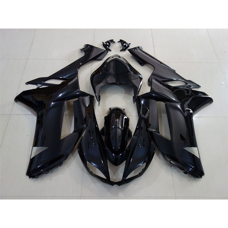 Fairing kit for a Kawasaki Ninja ZX6R 636 (2007-2008) All Black Clear Windscreen: Free No Seat Cowl No Bolt Kit