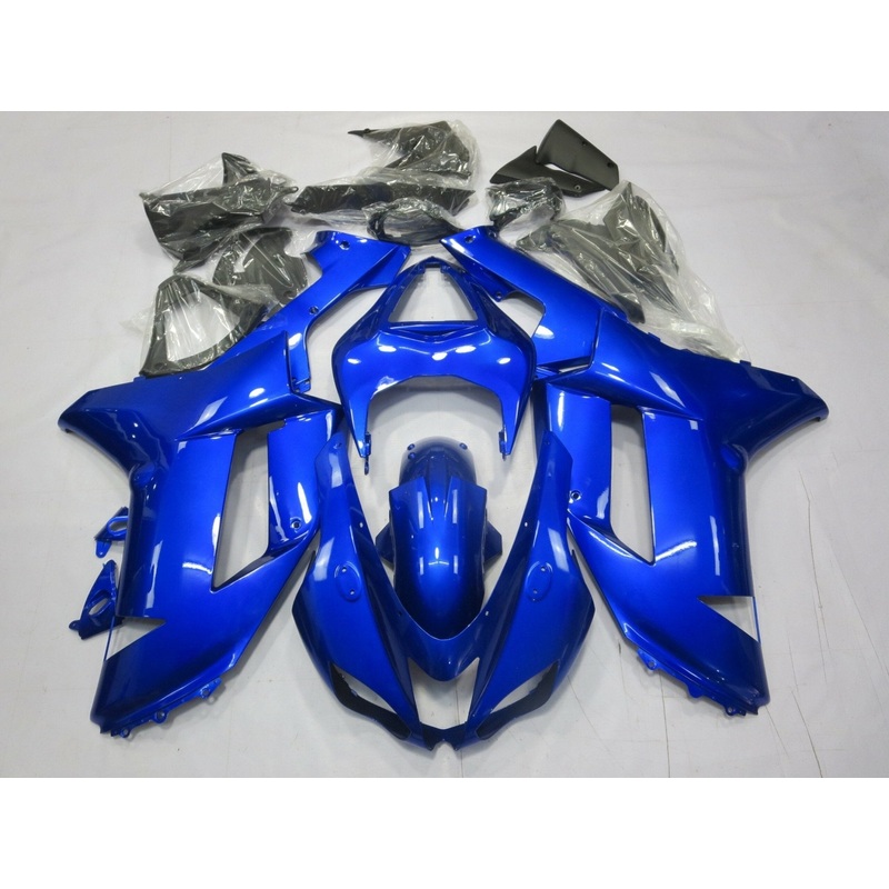 Fairing kit for a Kawasaki Ninja ZX6R 636 (2007-2008) All Blue Clear Windscreen: Free No Seat Cowl No Bolt Kit