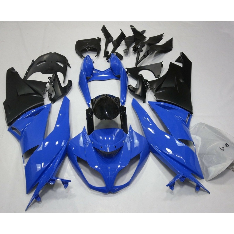 Fairing kit for a Kawasaki Ninja ZX6R 636 (2007-2008) Blue, Black & Matte Black Clear Windscreen: Free No Seat Cowl No Bolt Kit