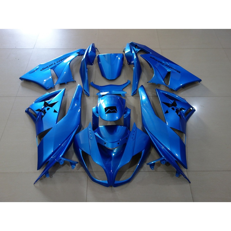 Fairing kit for a Kawasaki Ninja ZX6R 636 (2007-2008) Metallic Blue Clear Windscreen: Free No Seat Cowl No Bolt Kit
