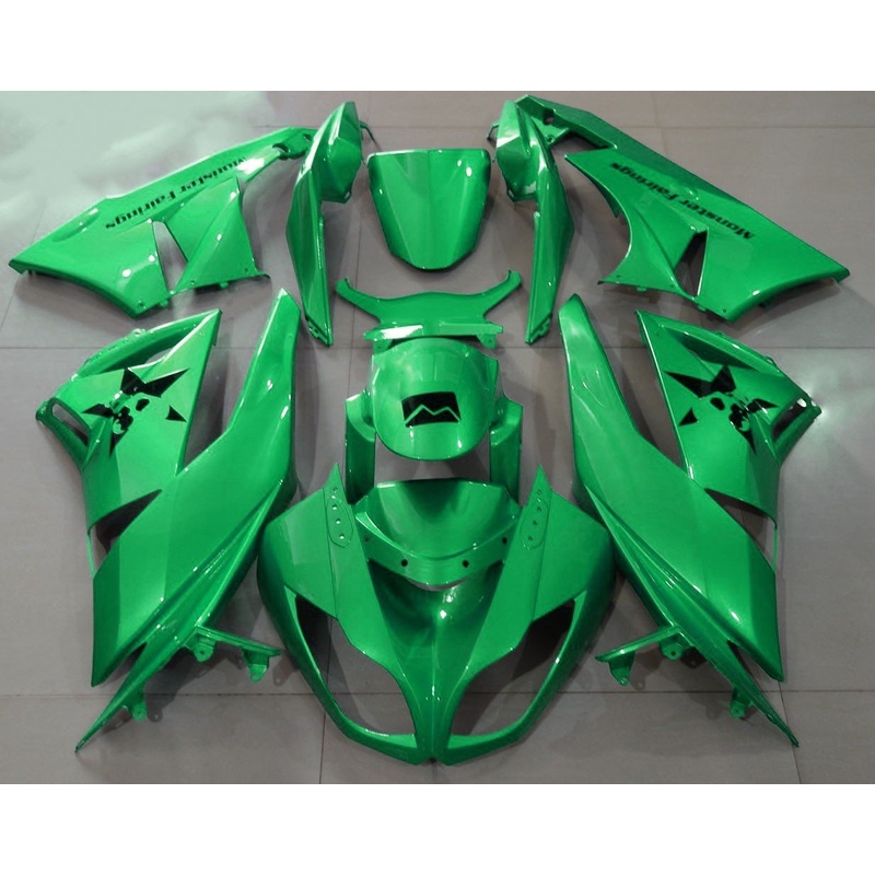 Fairing kit for a Kawasaki Ninja ZX6R 636 (2007-2008) Metallic Green Clear Windscreen: Free No Seat Cowl No Bolt Kit