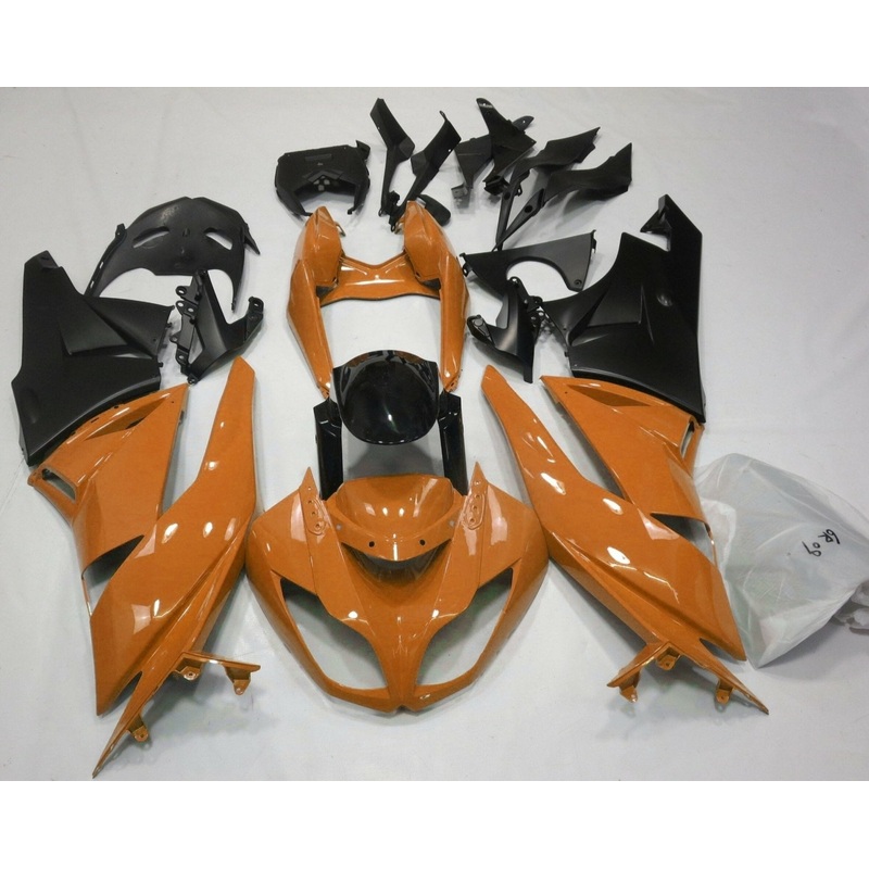 Fairing kit for a Kawasaki Ninja ZX6R 636 (2007-2008) Orange, Black & Matte Black Clear Windscreen: Free No Seat Cowl No Bolt Kit