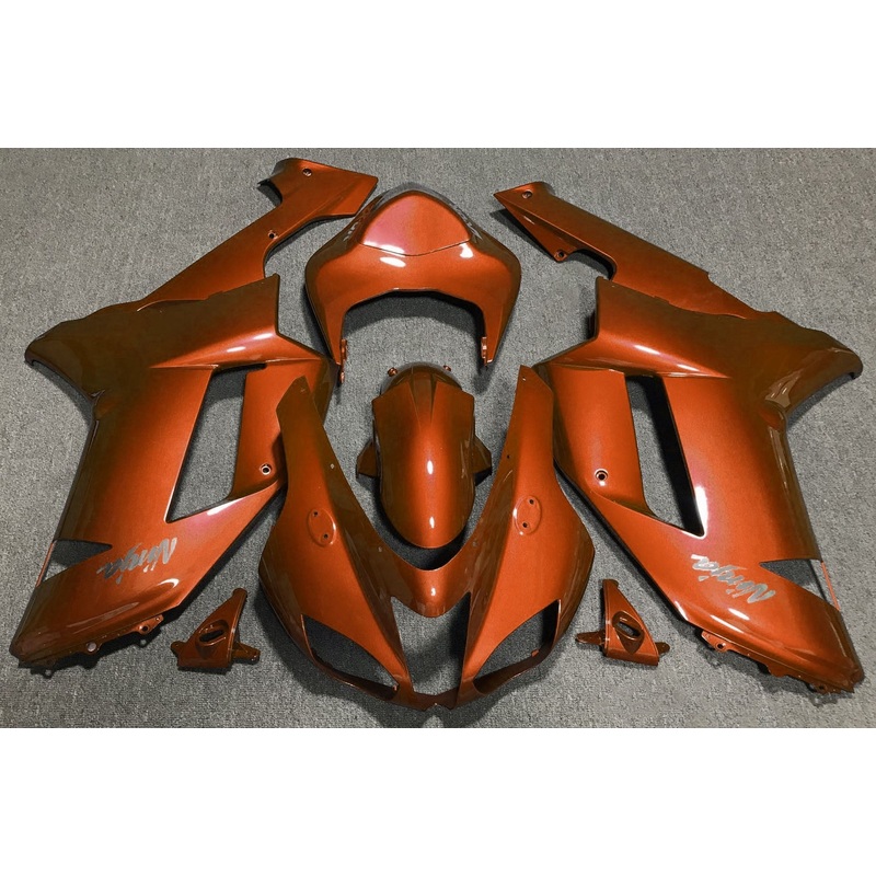 Fairing kit for a Kawasaki Ninja ZX6R 636 (2007-2008) Orange Clear Windscreen: Free No Seat Cowl No Bolt Kit