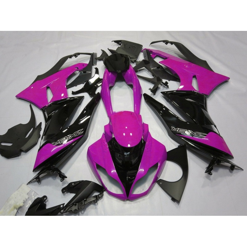 Fairing kit for a Kawasaki Ninja ZX6R 636 (2007-2008) Pink & Black Clear Windscreen: Free No Seat Cowl No Bolt Kit