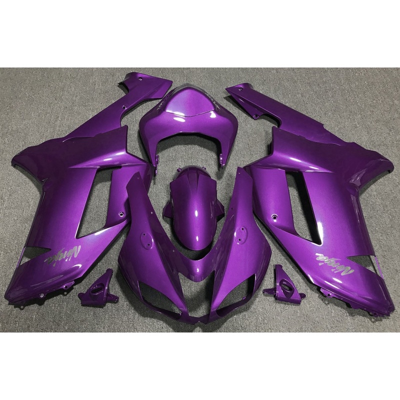 Fairing kit for a Kawasaki Ninja ZX6R 636 (2007-2008) Purple Clear Windscreen: Free No Seat Cowl No Bolt Kit