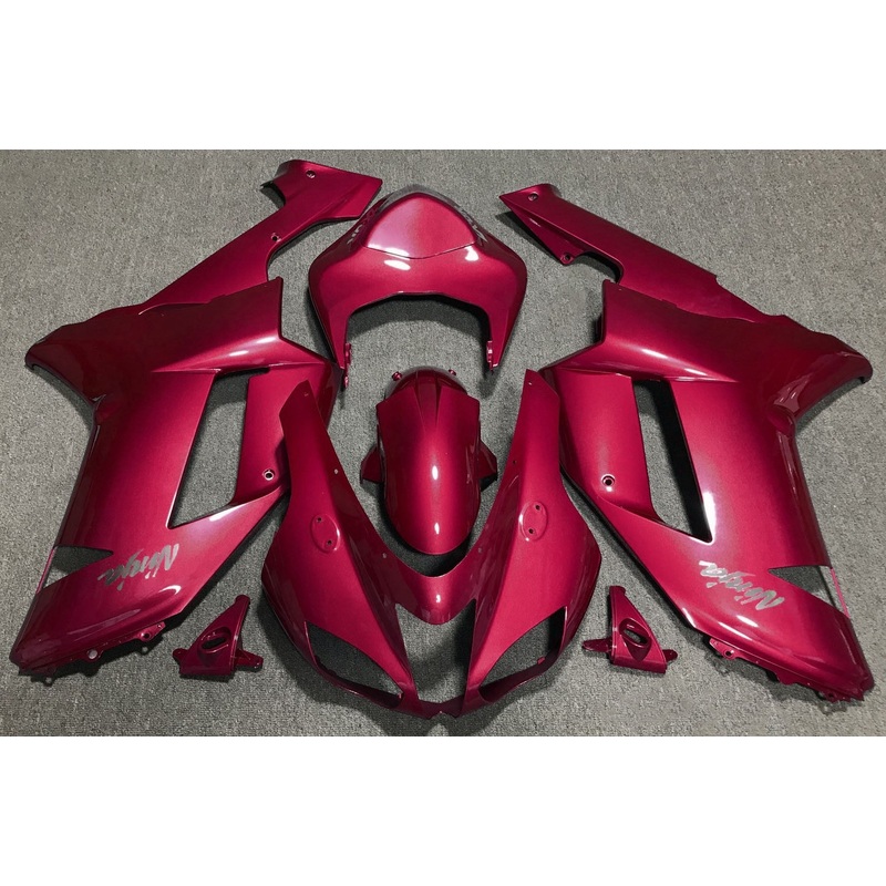 Fairing kit for a Kawasaki Ninja ZX6R 636 (2007-2008) Red & Chrome Clear Windscreen: Free No Seat Cowl No Bolt Kit