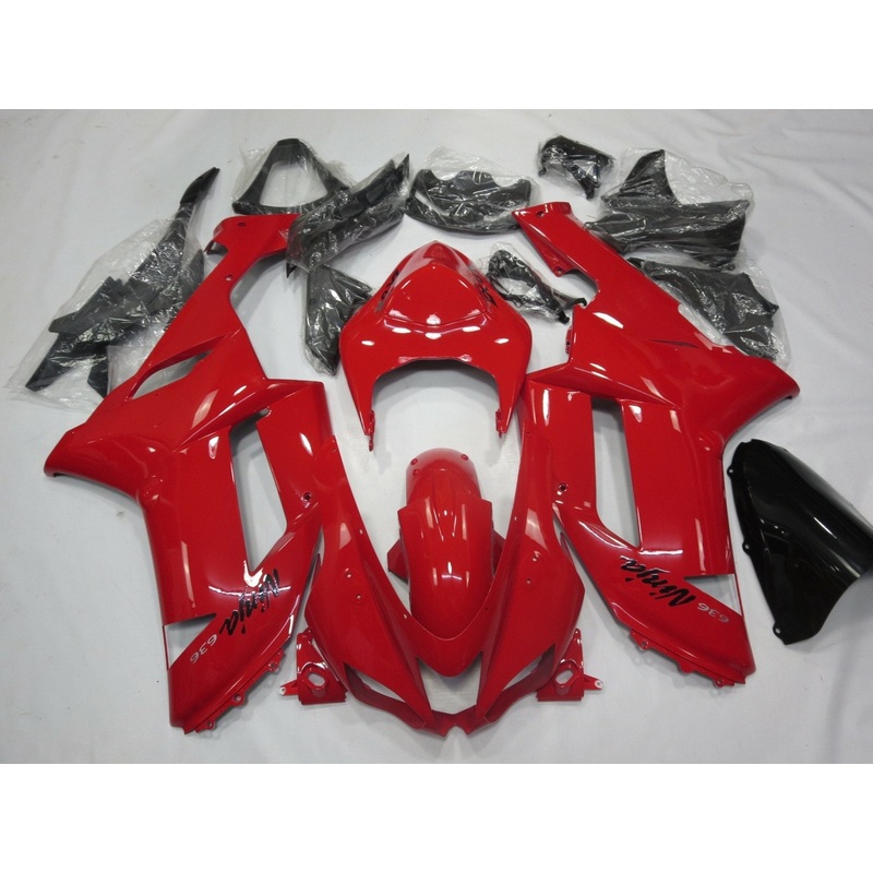 Fairing kit for a Kawasaki Ninja ZX6R 636 (2007-2008) Red Clear Windscreen: Free No Seat Cowl No Bolt Kit
