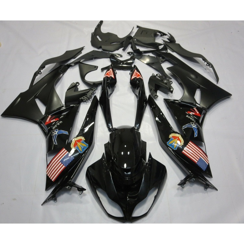 Fairing kit for a Kawasaki Ninja ZX6R 636 (2009-2012) Black U.S. Air Force Clear Windscreen: Free No Seat Cowl No Bolt Kit