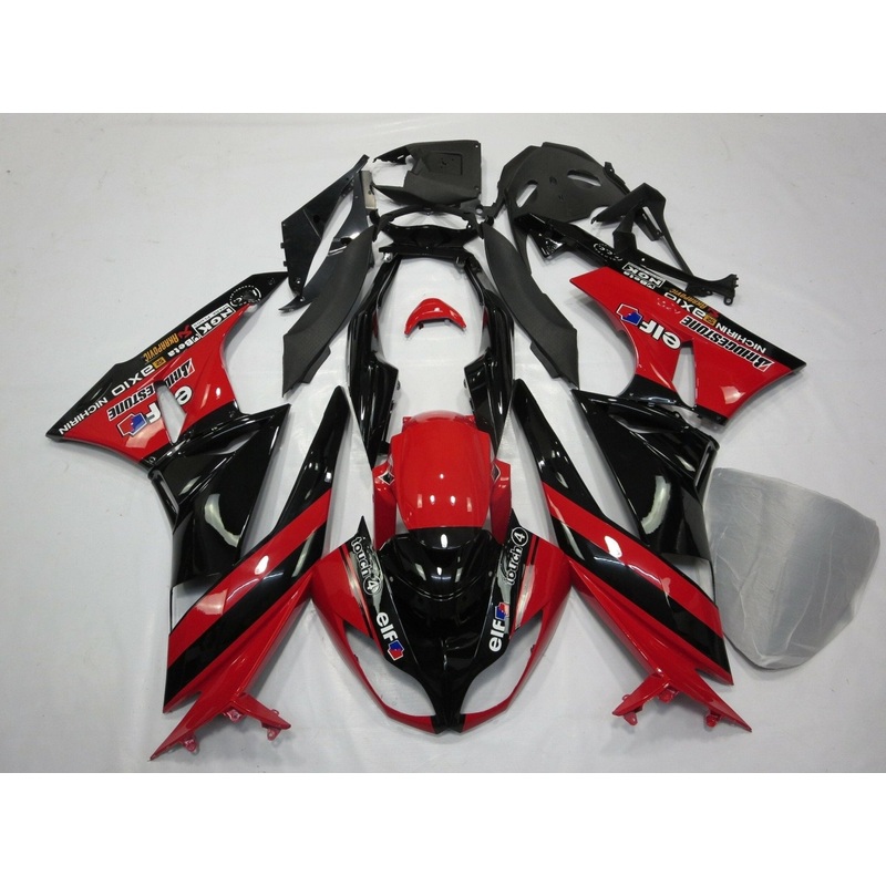 Fairing kit for a Kawasaki Ninja ZX6R 636 (2009-2012) Red & Black elf Clear Windscreen: Free No Seat Cowl No Bolt Kit