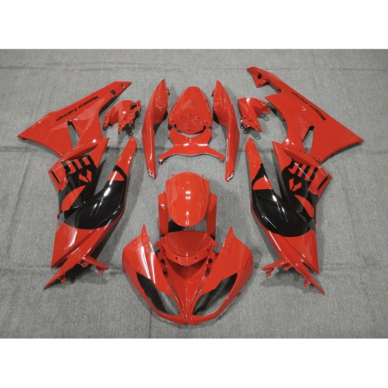 Fairing kit for a Kawasaki Ninja ZX6R 636 (2009-2012) Red & Black Skulls Clear Windscreen: Free No Seat Cowl No Bolt Kit