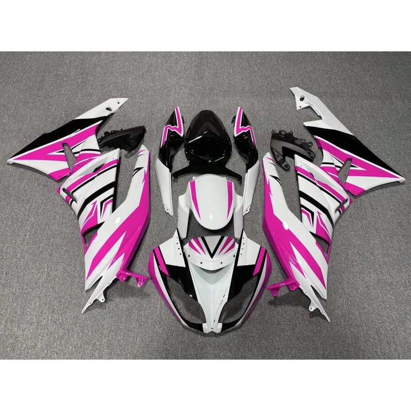 Fairing kit for a Kawasaki Ninja ZX6R 636 (2009-2012) White, Pink, Black Clear Windscreen: Free No Seat Cowl No Bolt Kit