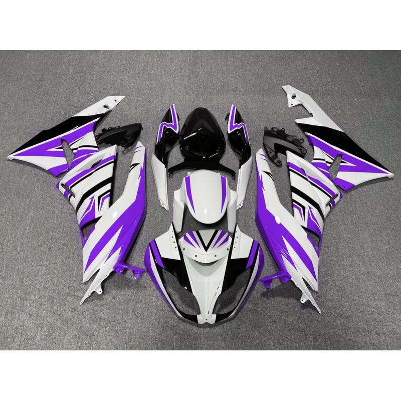 Fairing kit for a Kawasaki Ninja ZX6R 636 (2009-2012) White, Purple & Black Clear Windscreen: Free No Seat Cowl No Bolt Kit