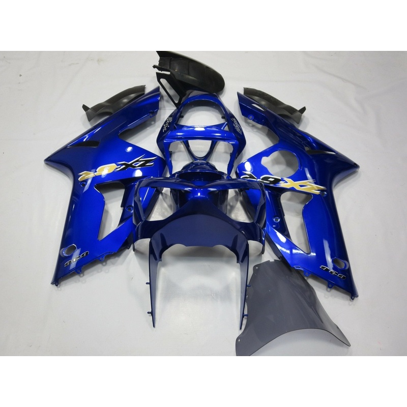 Fairing kit for a Kawasaki ZX6R 636 (2003-2004) Blue, Black & Yellow Clear Windscreen: Free No Seat Cowl No Bolt Kit