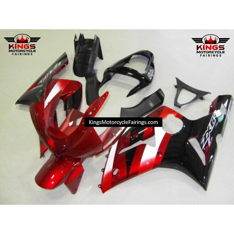 Fairing kit for a Kawasaki ZX6R 636 (2003-2004) Red, Black & White Clear Windscreen: Free No Seat Cowl No Bolt Kit
