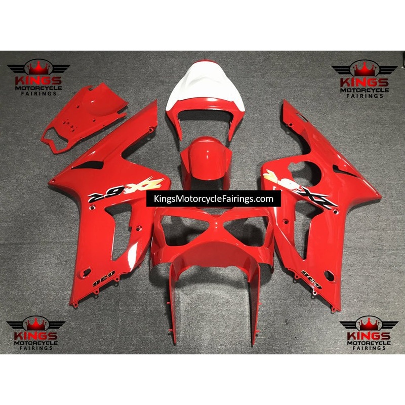 Fairing kit for a Kawasaki ZX6R 636 (2003-2004) Red, Black, Yellow & White Clear Windscreen: Free No Seat Cowl No Bolt Kit