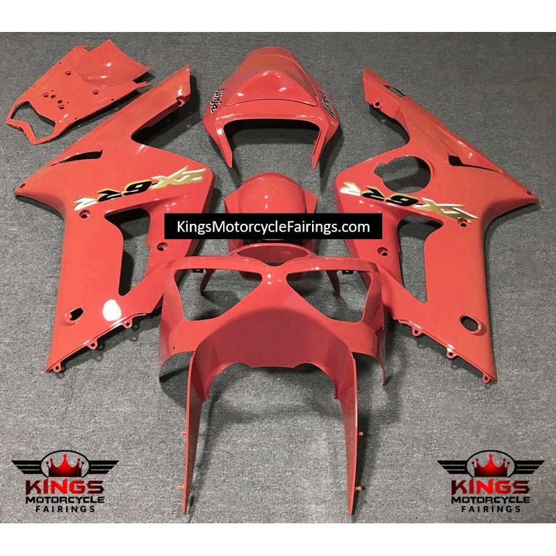 Fairing kit for a Kawasaki ZX6R 636 (2003-2004) Red Grapefruit, Gold & Black Clear Windscreen: Free No Seat Cowl No Bolt Kit