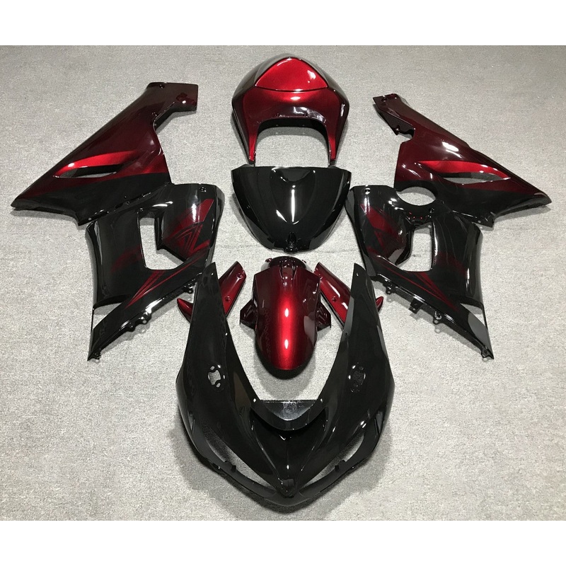 Fairing kit for a Kawasaki ZX6R 636 (2005-2006) Black, Candy Red Clear Windscreen: Free No Seat Cowl No Bolt Kit