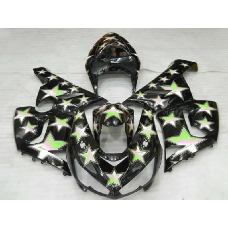 Fairing kit for a Kawasaki ZX6R 636 (2005-2006) Black, Green Star Clear Windscreen: Free No Seat Cowl No Bolt Kit