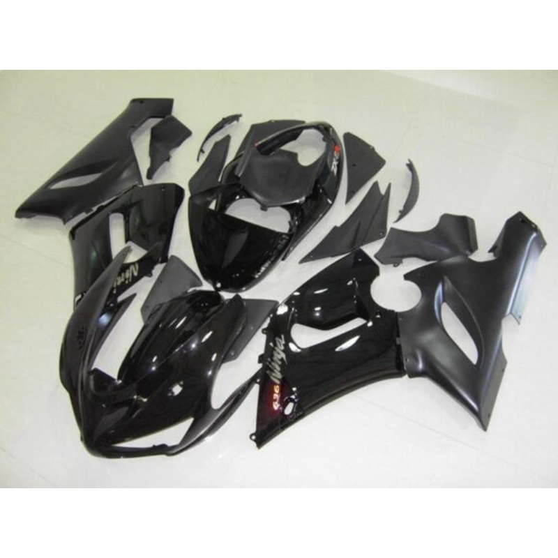 Fairing kit for a Kawasaki ZX6R 636 (2005-2006) Black & Matte Black Clear Windscreen: Free No Seat Cowl No Bolt Kit