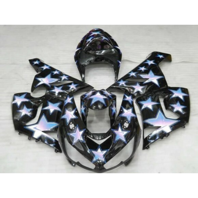 Fairing kit for a Kawasaki ZX6R 636 (2005-2006) Black Star Clear Windscreen: Free No Seat Cowl No Bolt Kit