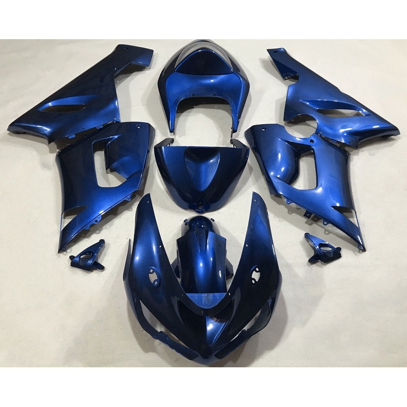 Fairing kit for a Kawasaki ZX6R 636 (2005-2006) Blue Clear Windscreen: Free No Seat Cowl No Bolt Kit