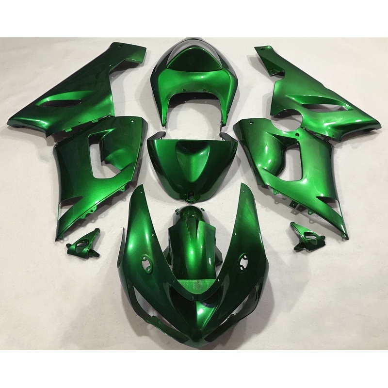 Fairing kit for a Kawasaki ZX6R 636 (2005-2006) Candy Green Clear Windscreen: Free No Seat Cowl No Bolt Kit