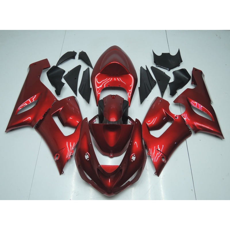 Fairing kit for a Kawasaki ZX6R 636 (2005-2006) Candy Red Clear Windscreen: Free No Seat Cowl No Bolt Kit